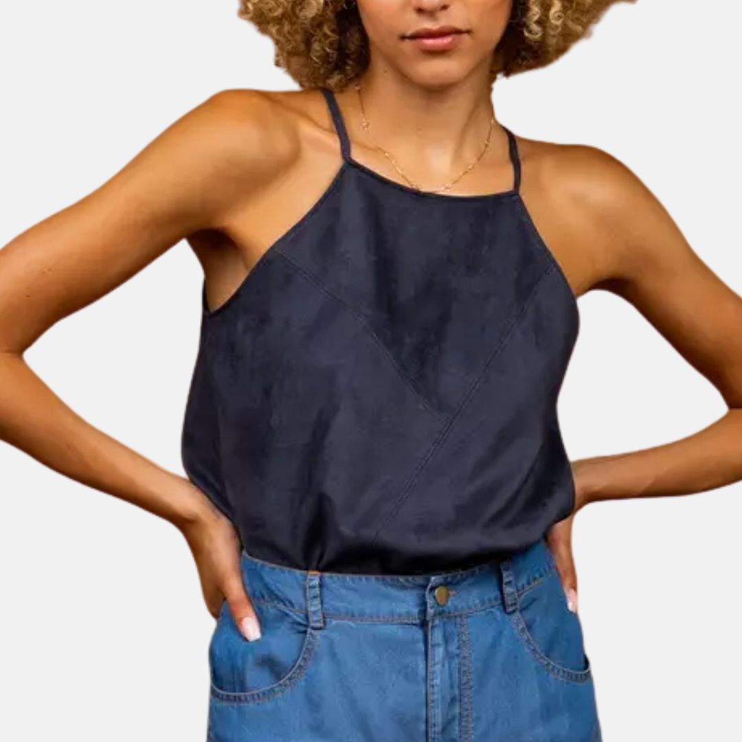 Round Neck Suede Tank