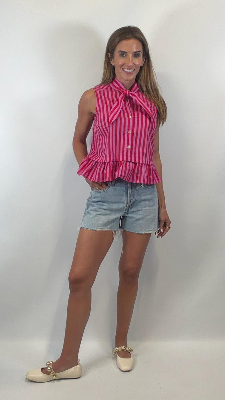 Pink & Red Stripe Top
