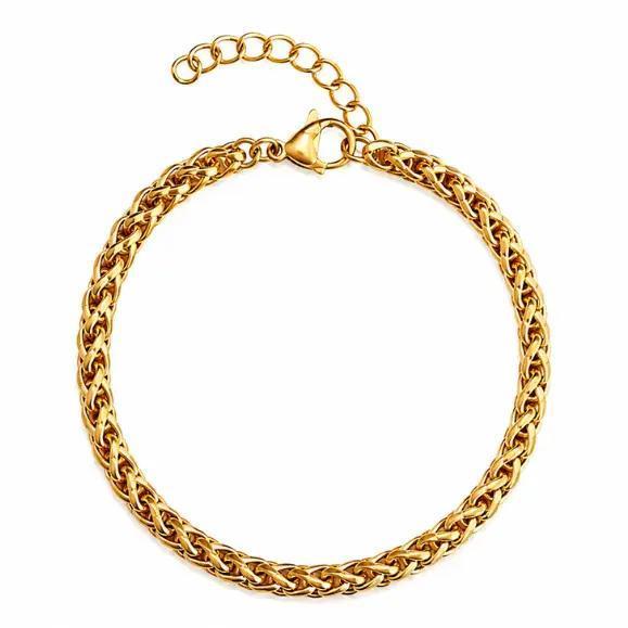 Gold 3mm Wheat Chain Bracelet - view 2