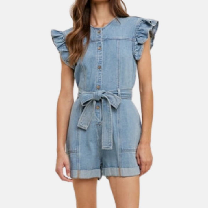 Denim Ruffle Romper