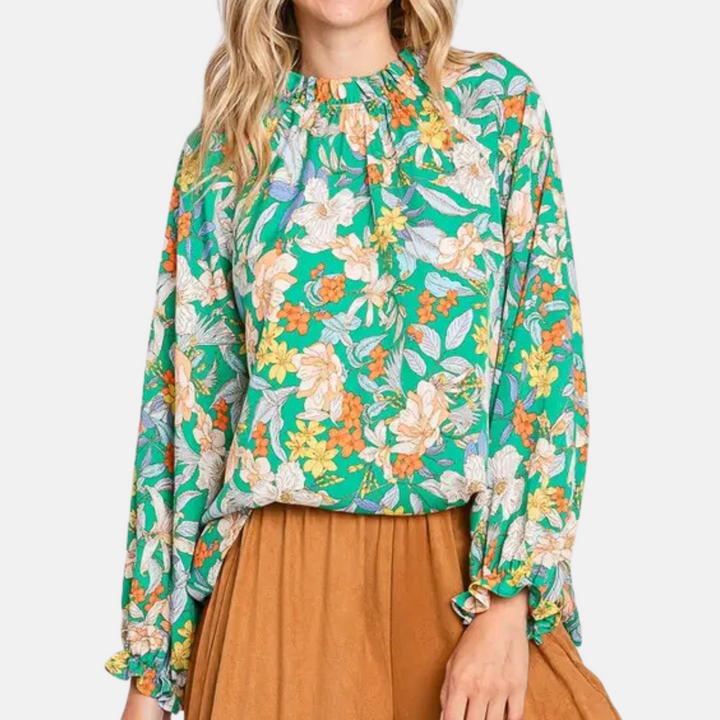 Green Floral Top