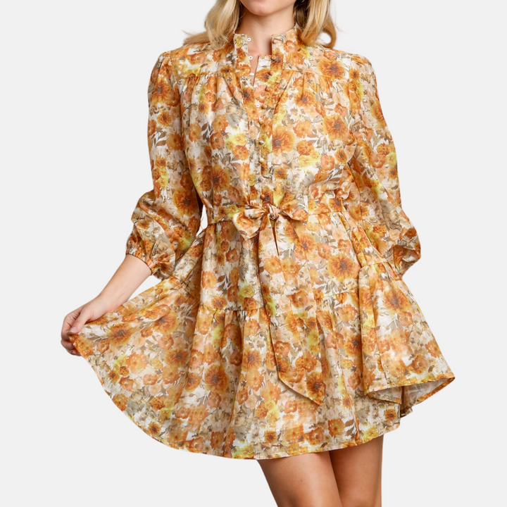 Yellow Floral Mini Dress