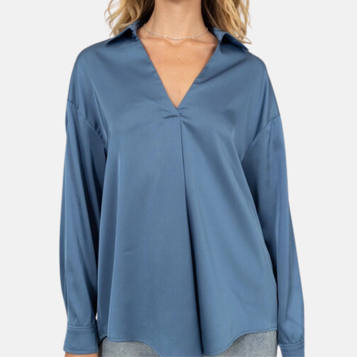 V-Neck Satin Blouse