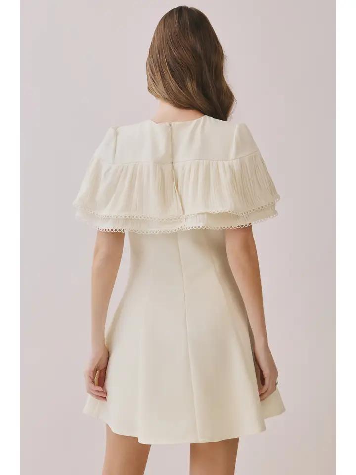 Pleated Cape A Line Dress