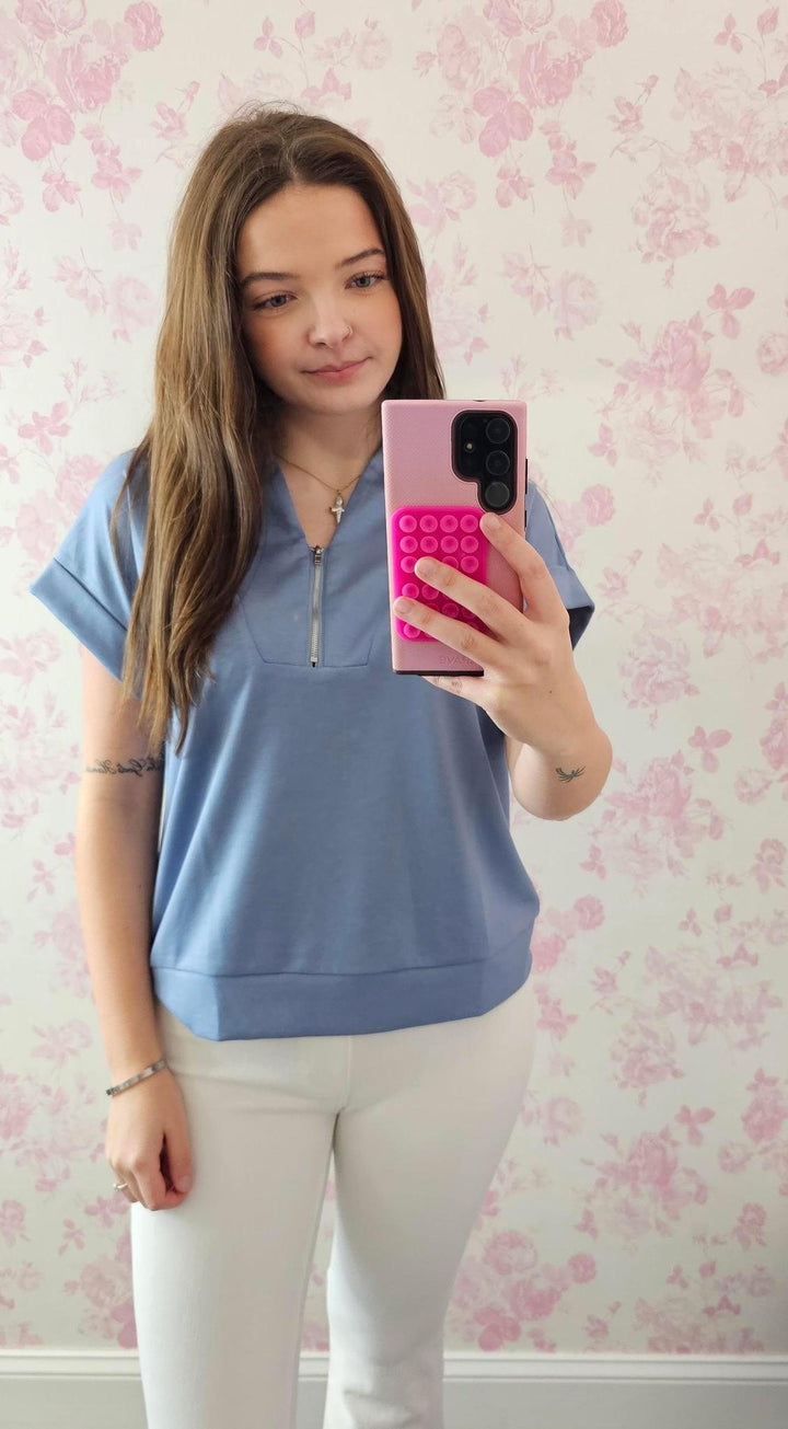 High Neck Half Zip Top