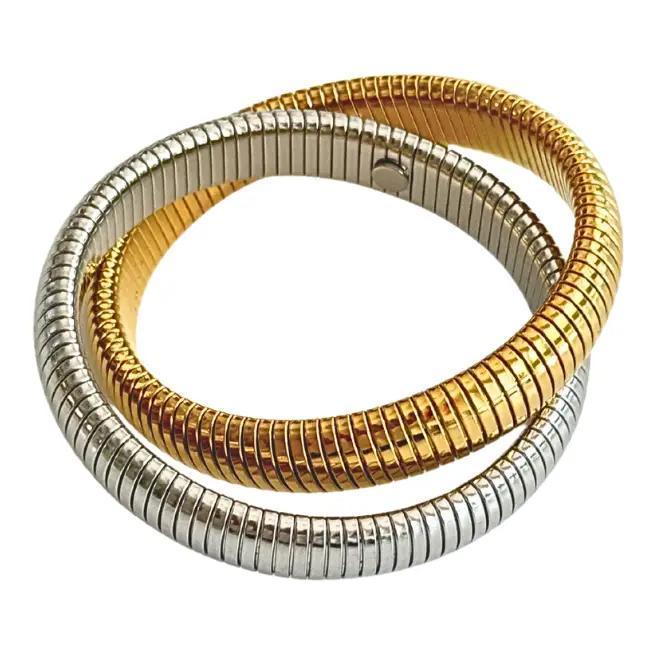 Denise- Double Two-Tone Coil Bangle - view 2