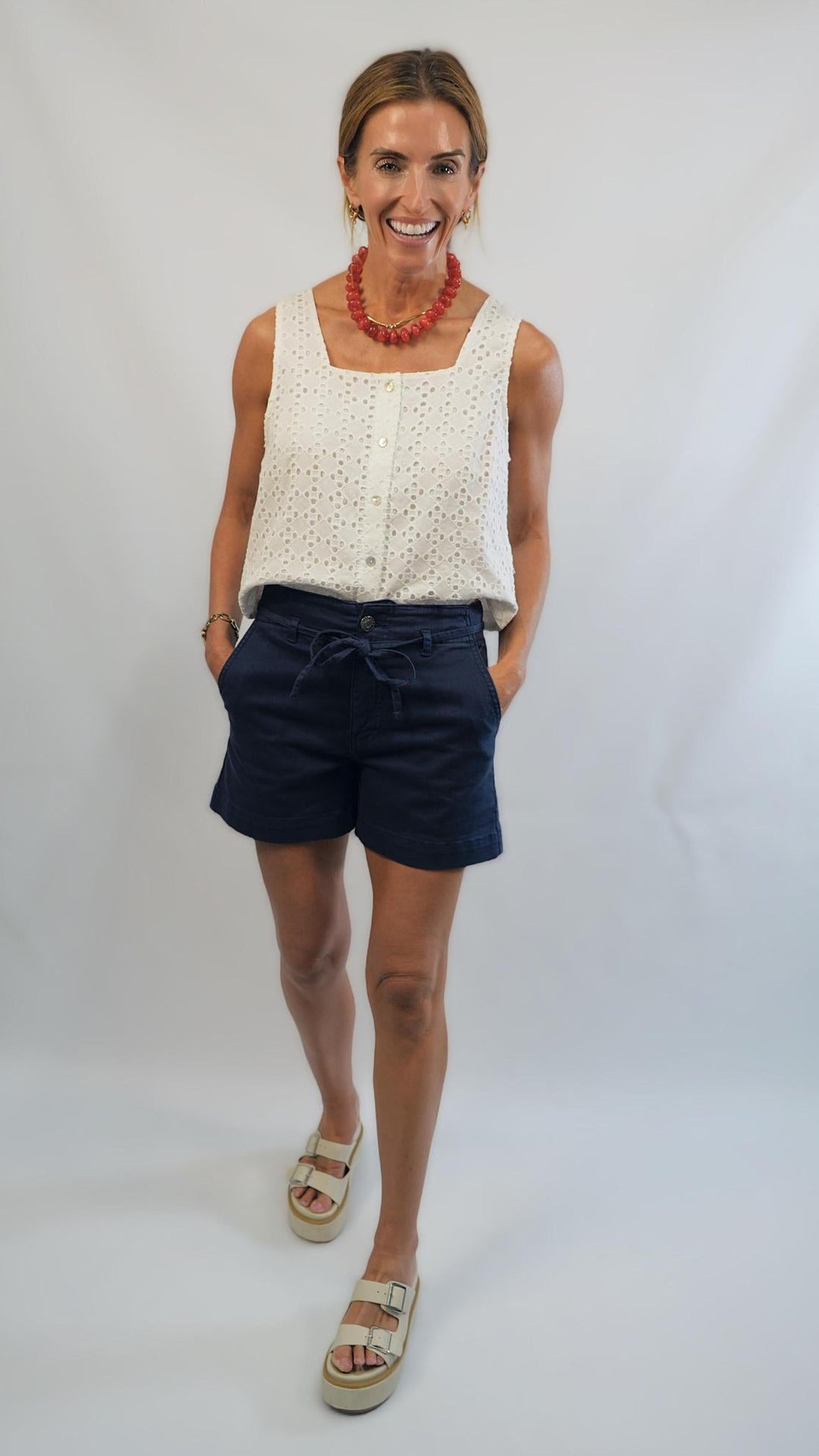 Jane Shorts Waist Tie Navy