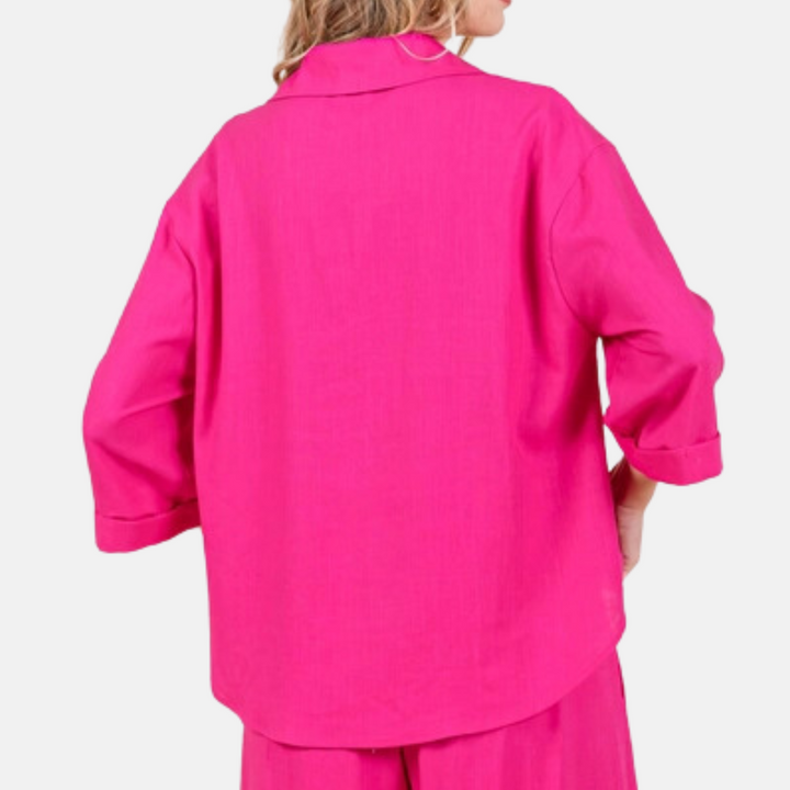 Fuchsia Linen Top