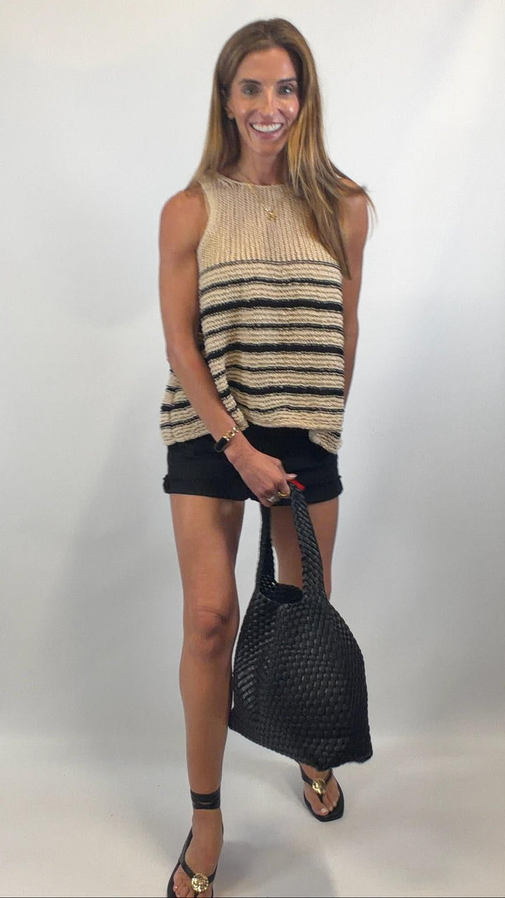 Oatmeal/Black Tank Sweater