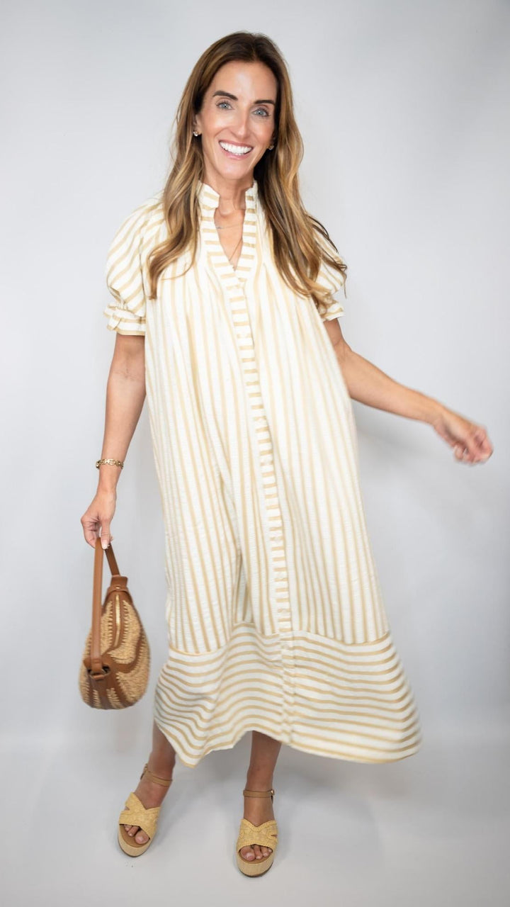 Striped Button-Down Dress Belt