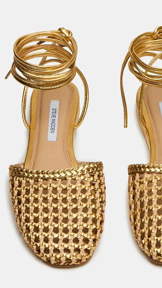 Flutter Gold Woven Tie Flats