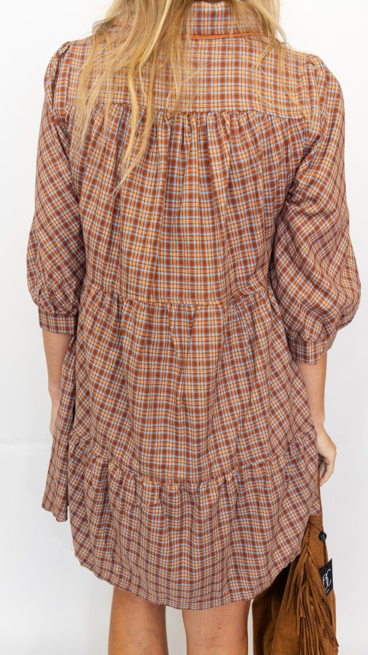 Plaid Button Down Shirt Dress