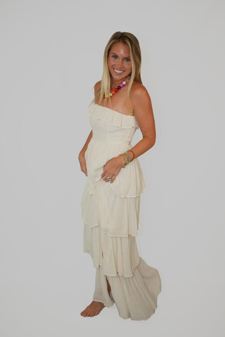 Tiered Strapless Ruffle Dress