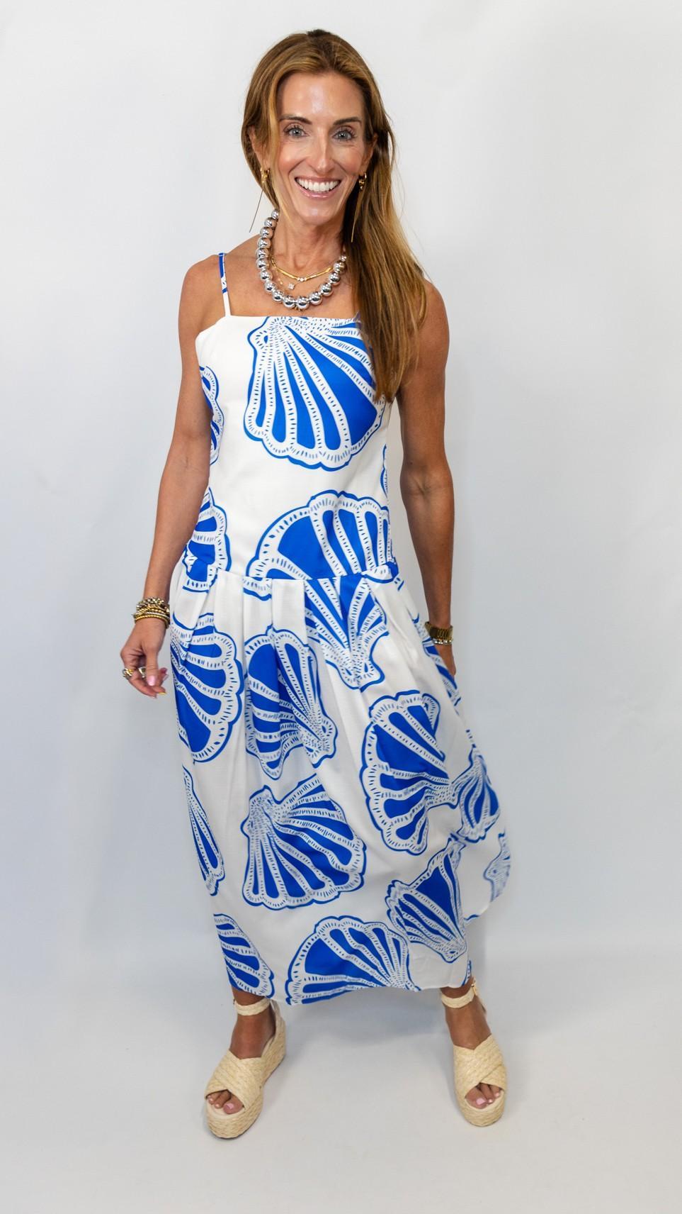 Abide Boutique maxi dress | Seashell Motif Strappy Maxi Dress
