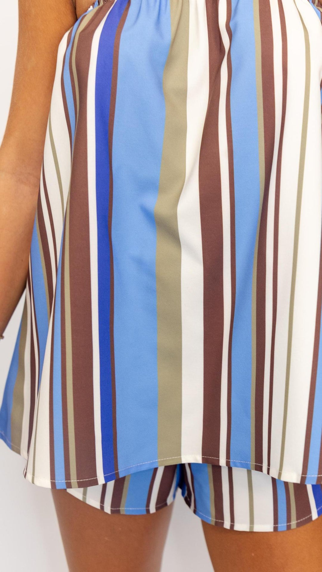 Strapless Striped Short Set