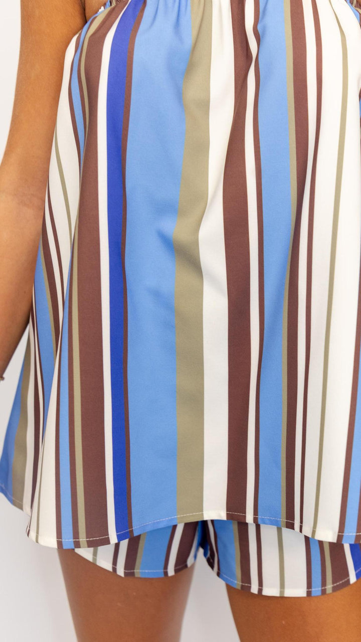 Strapless Striped Short Set