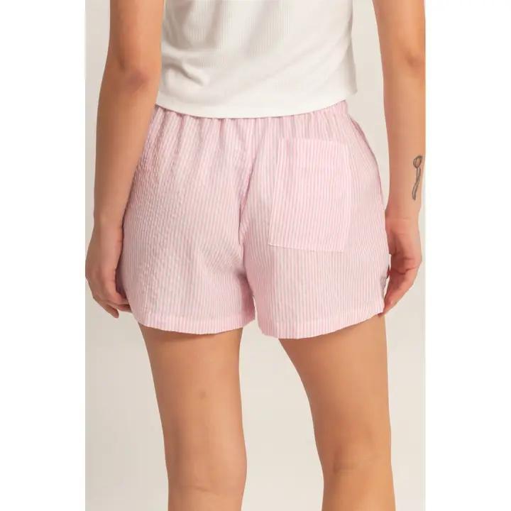 Striped Seersucker Drawstring Shorts