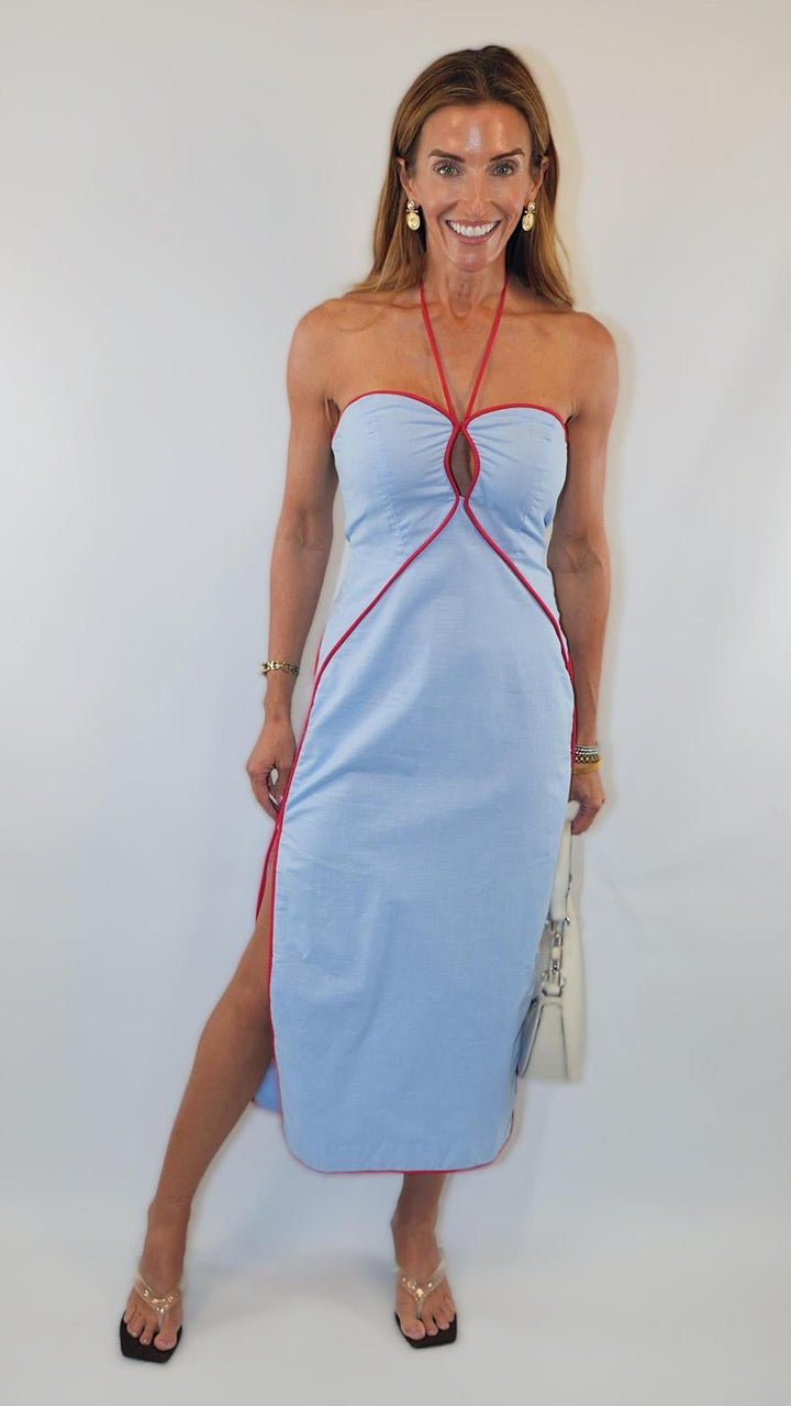 Halter Neck Cutout Midi Dress