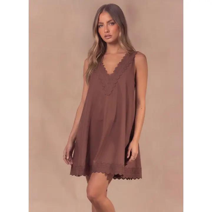 Brick Trim Mini Dress