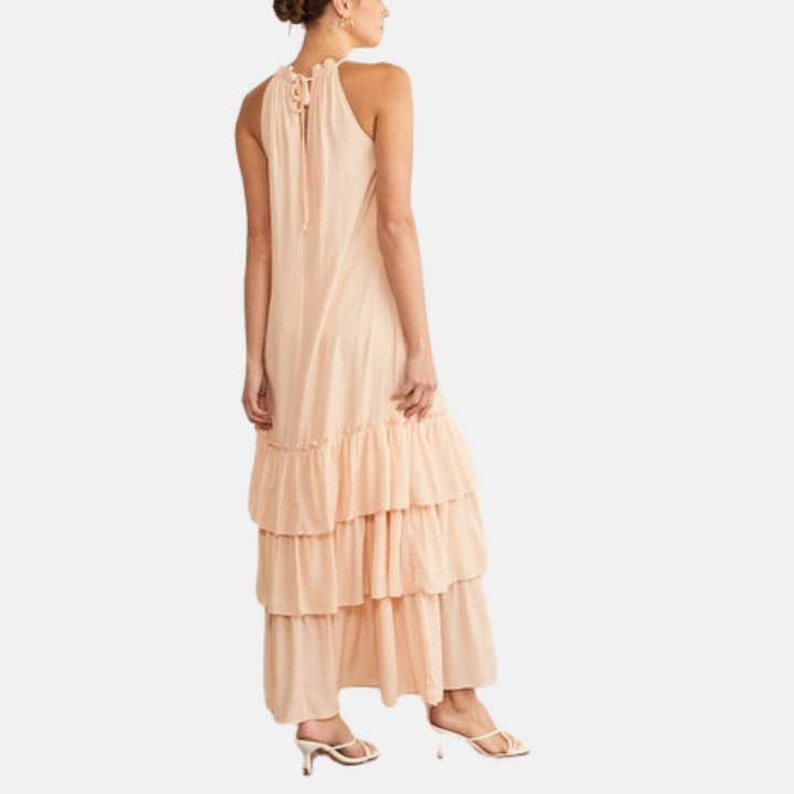 Peach Ruffle Maxi Dress