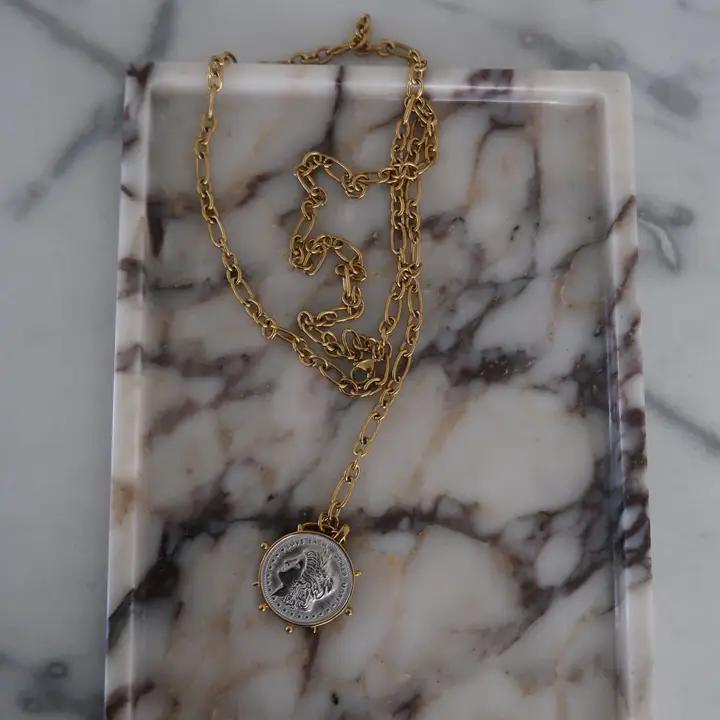 Two Toned Wrap Around Coin Necklace