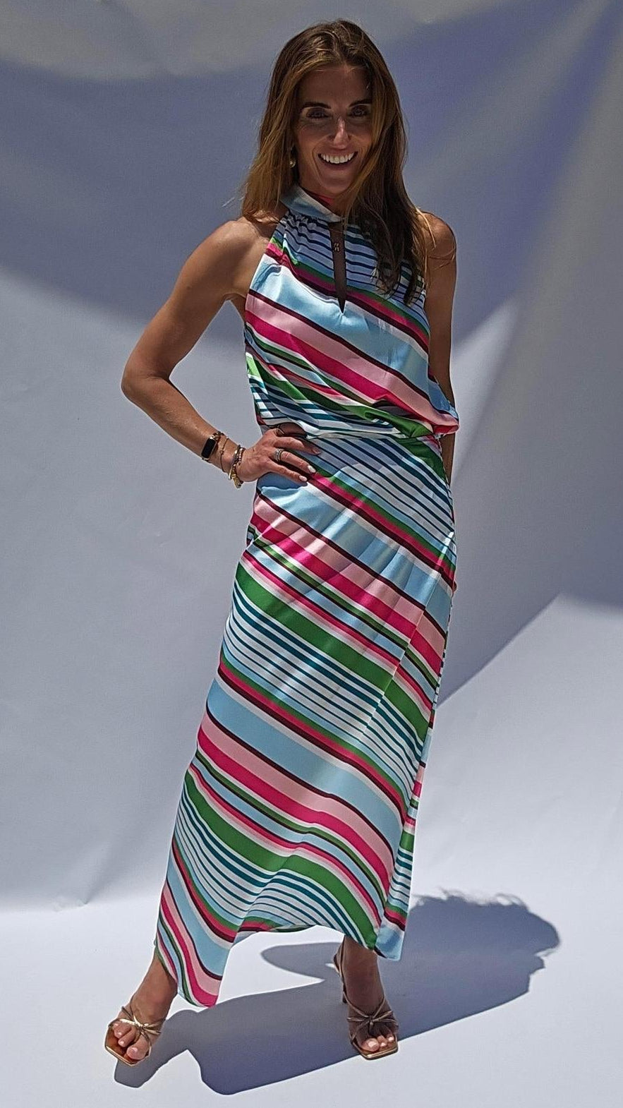 Multi Stripe Satin Top