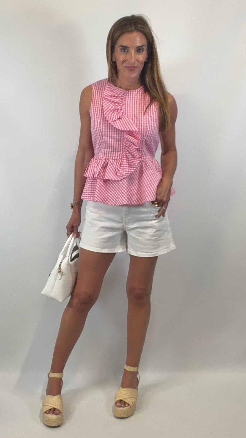 Gingham Pink Peplum Top