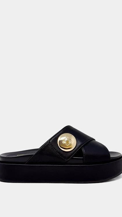Black Platform Slide Sandals
