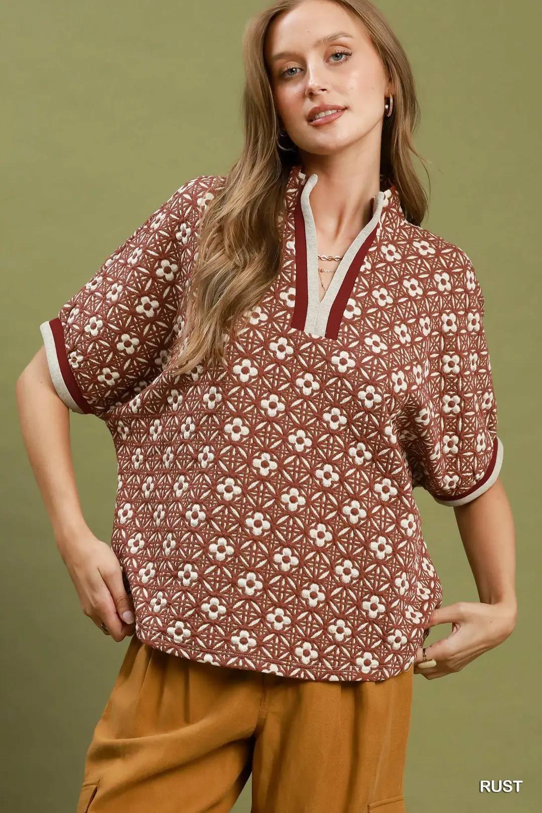 Jacquard Floral Textured Top