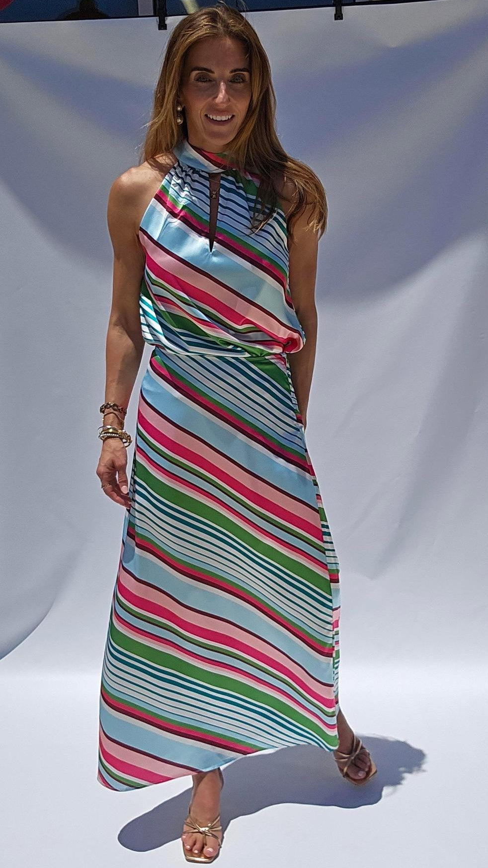 Multi Stripe Satin Top