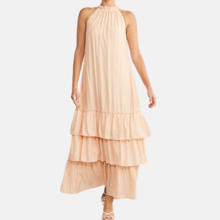 Peach Ruffle Maxi Dress