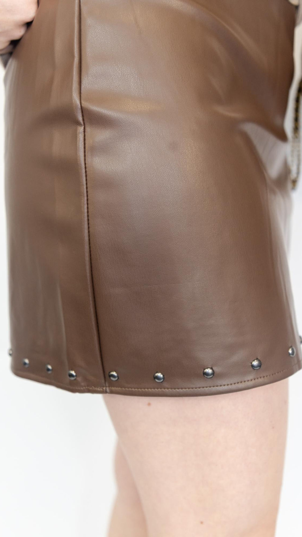 Brown Faux Leather Skirt - view 2