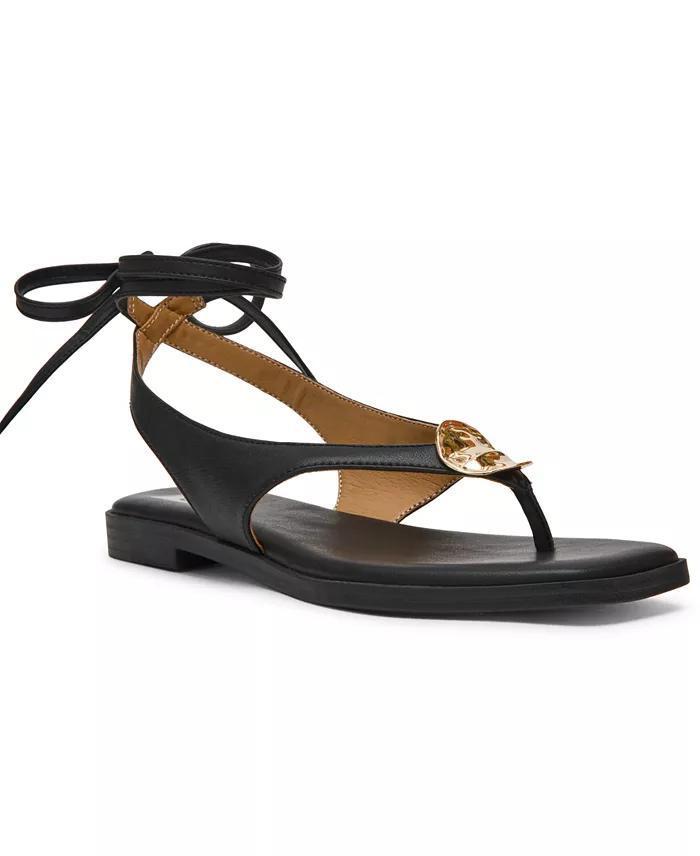 Wraparound Black Flat Sandals