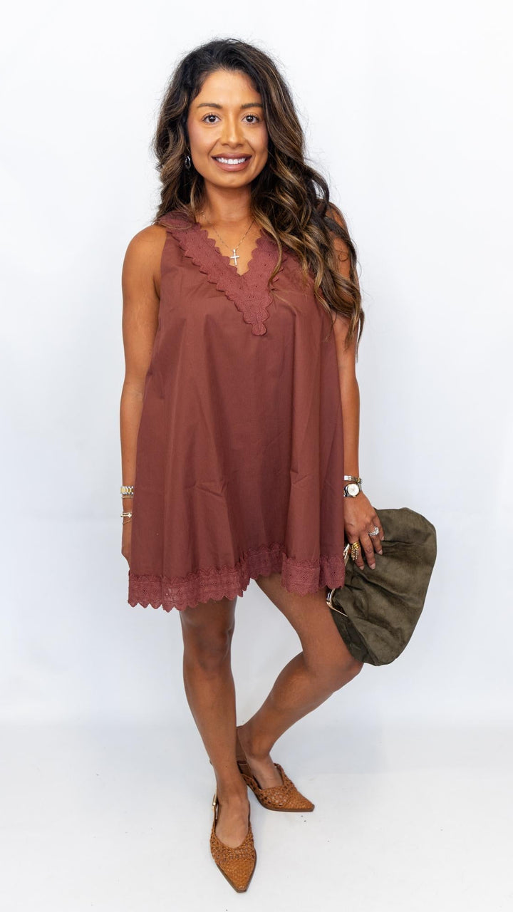 Brick Trim Mini Dress
