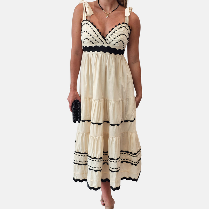 Almond Cream Tie Dress