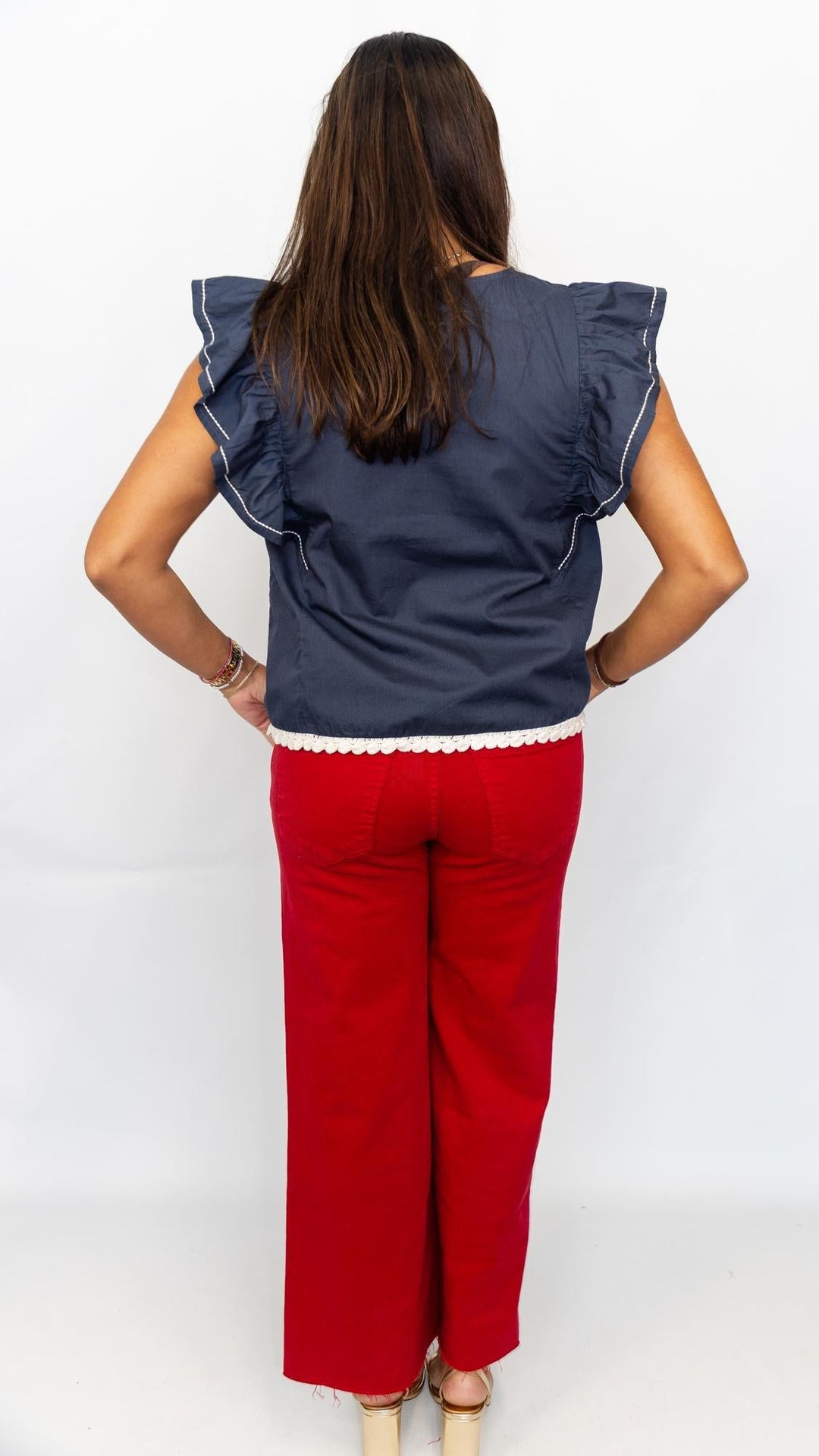 Seaside Embroidered Navy Top