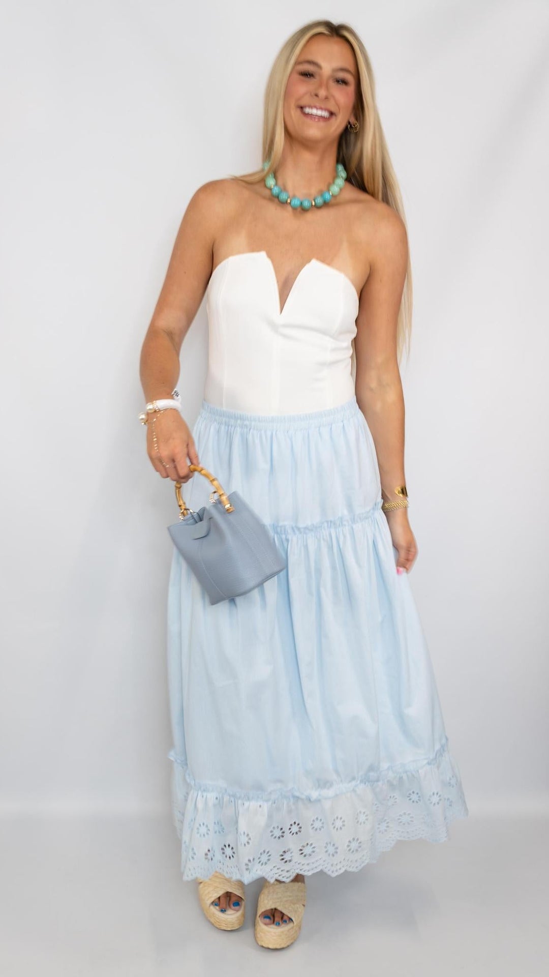 Light Blue Eyelet Skirt