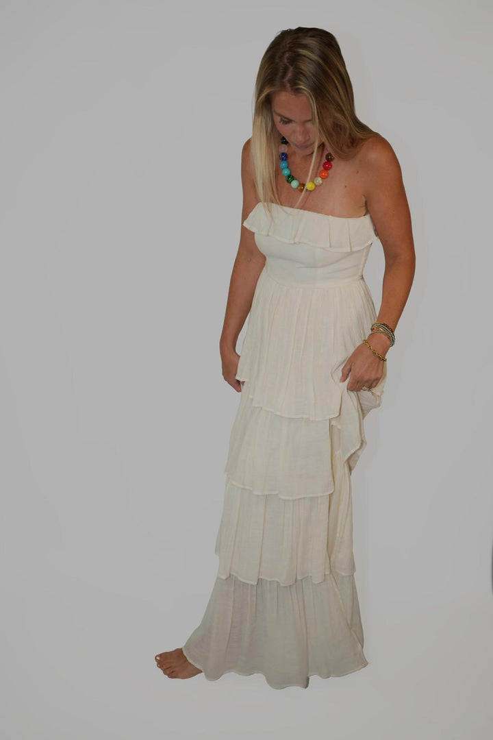 Tiered Strapless Ruffle Dress