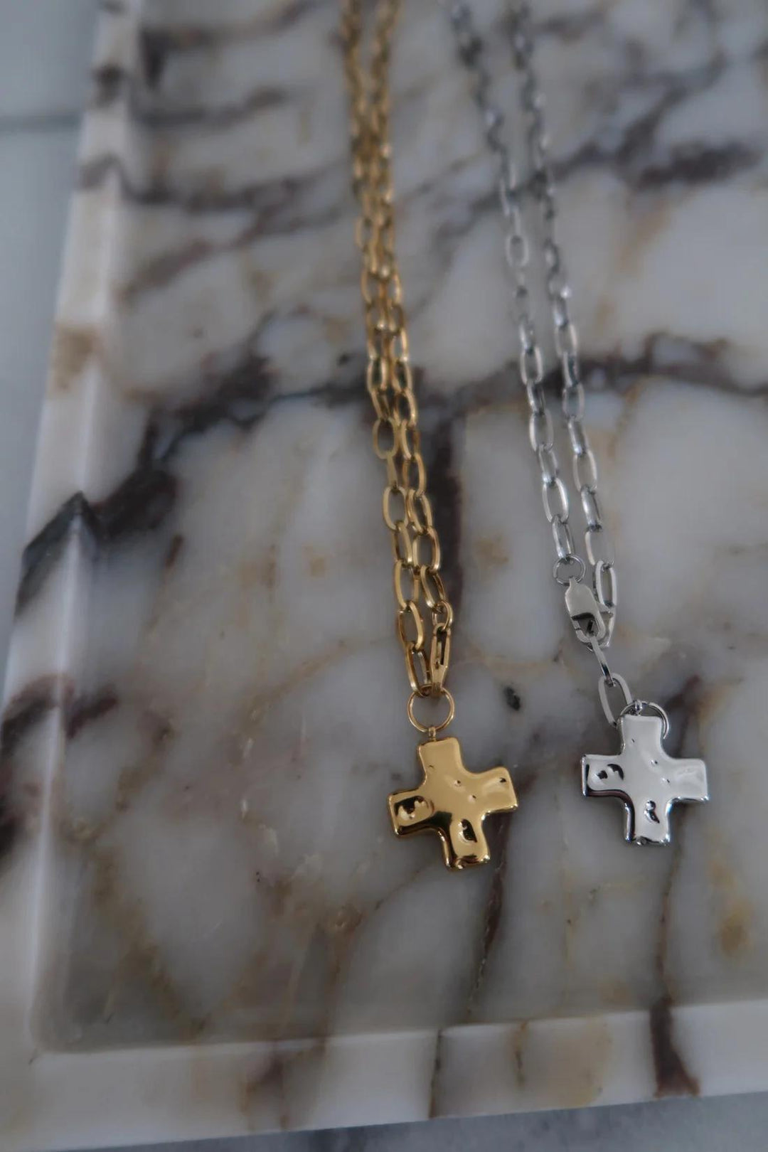 Gold Paperclip Cross Necklace