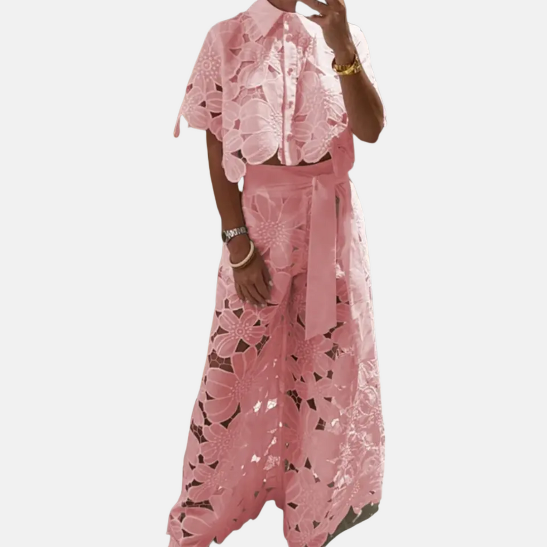 Crochet Floral Pants Set