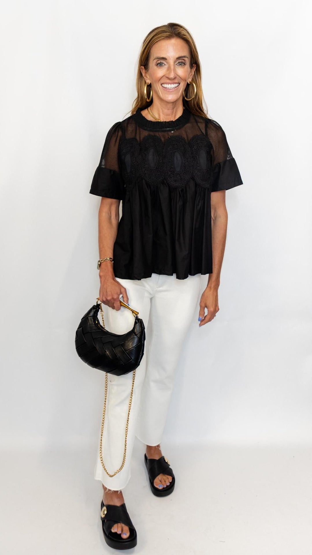 Mesh Combined Applique Top