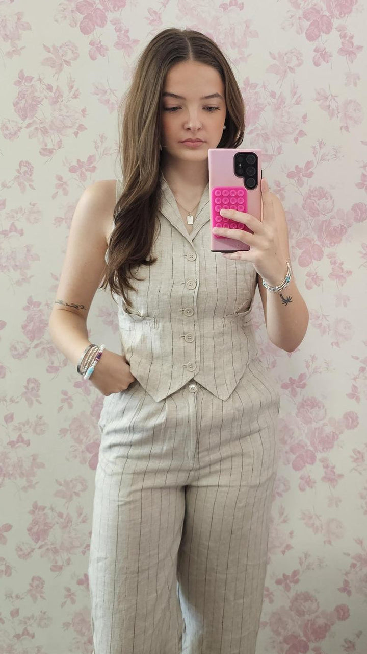 Striped Natural Linen Pants