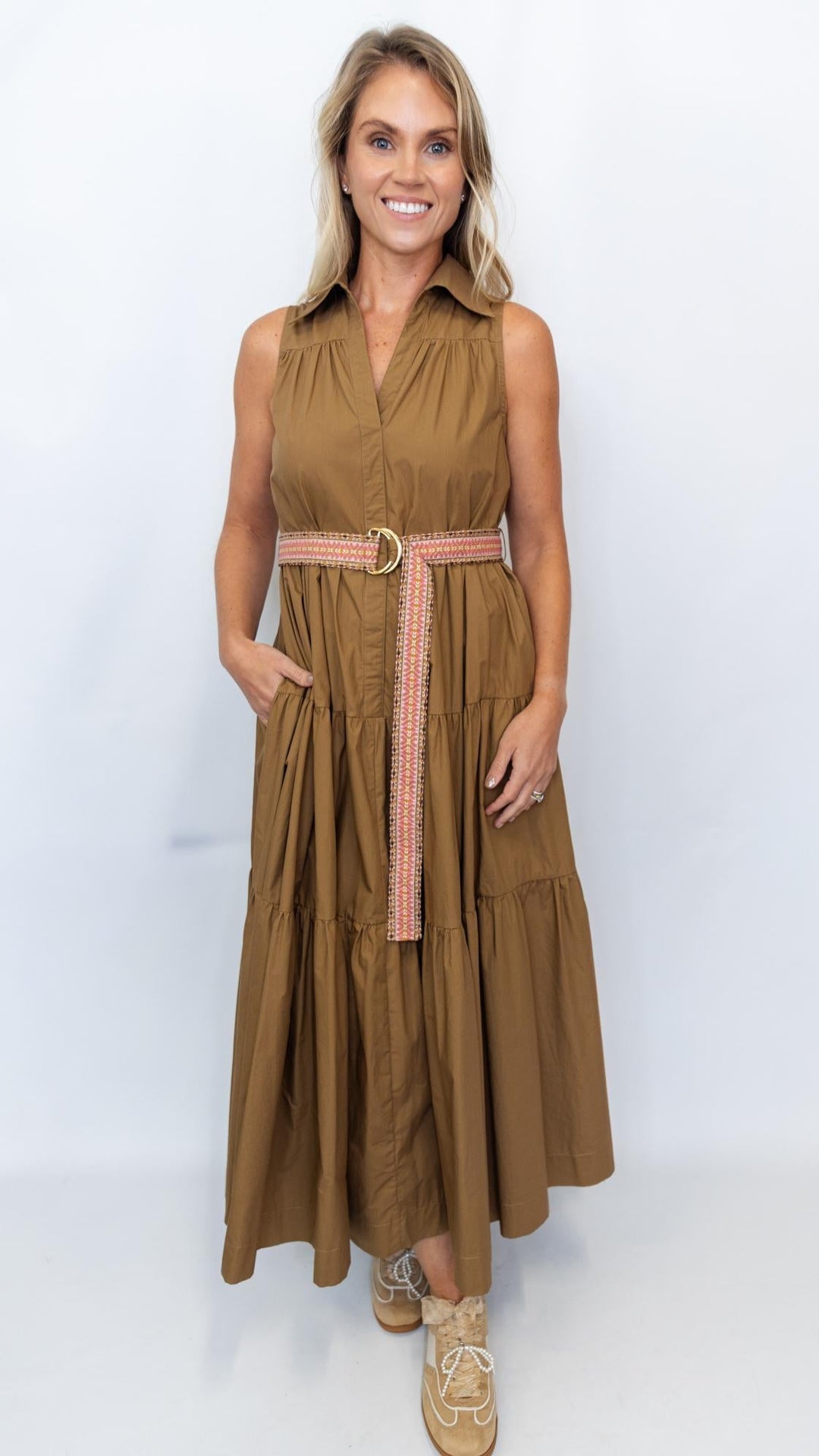 Tiered Dress Embroidered Belt