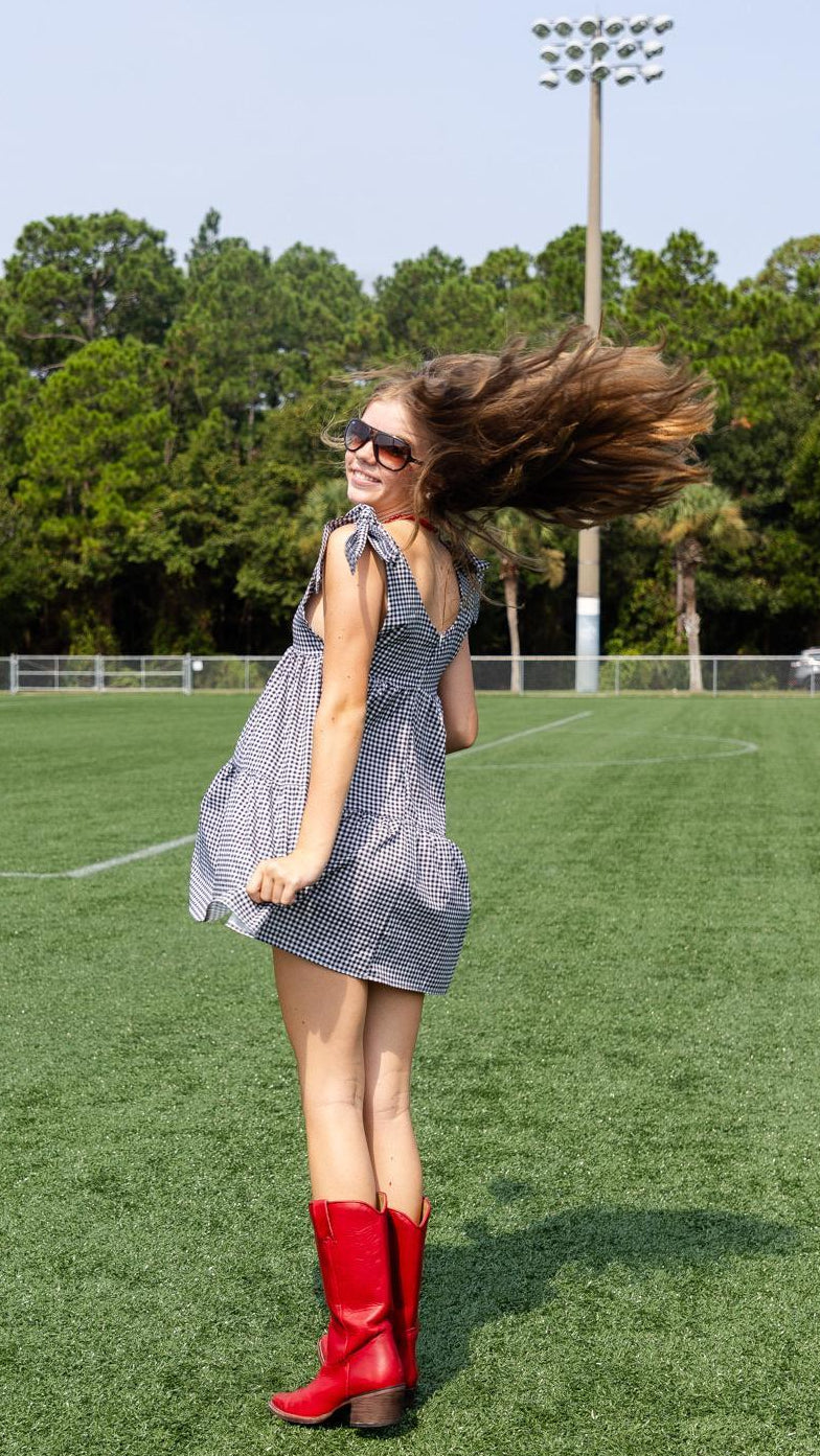 Gingham Tie Strap Dress