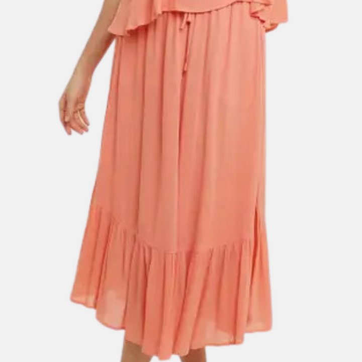 Ruffle Hem Midi Skirt