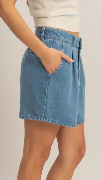 Enzyme Wash Denim Shorts