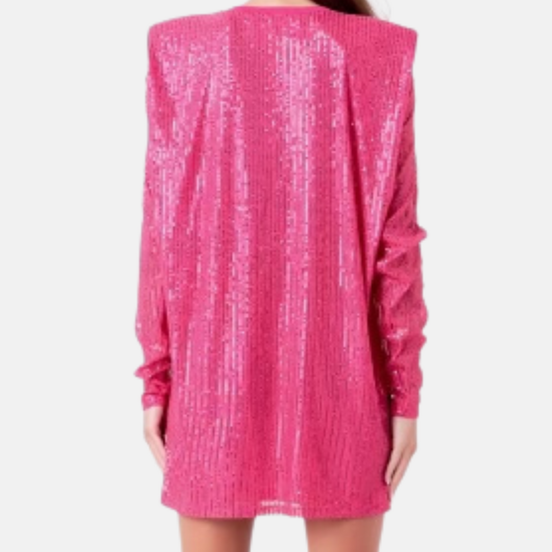 Sequin LS Shift Mini Dress