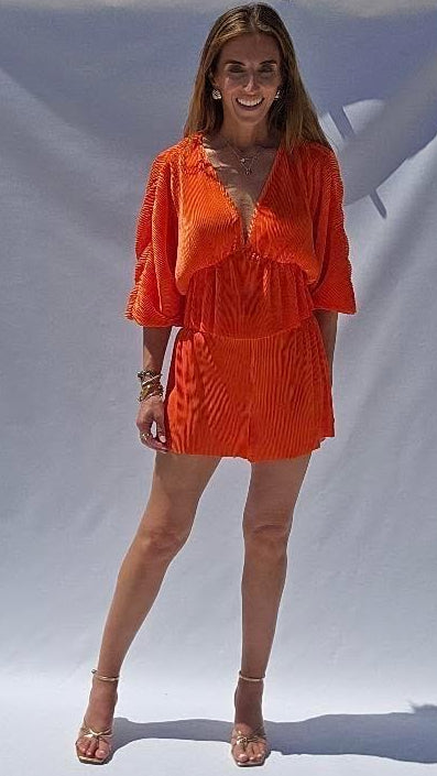 Orange Pleated Set