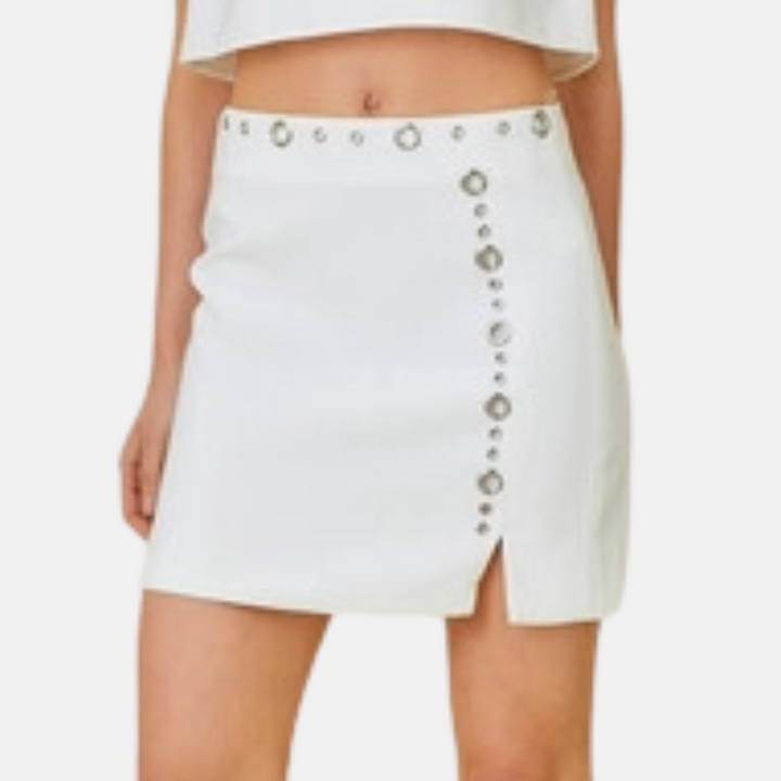 Silver Eyelet Solid Skirt