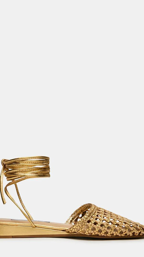 Flutter Gold Woven Tie Flats